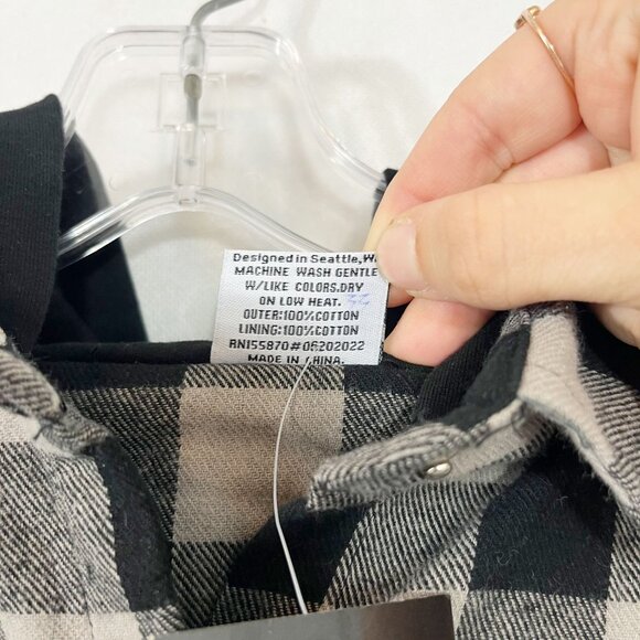 NEW Little Bipsy Gray Black Buffalo Check Plaid Hooded Jacket Shacket Boys Large - Picture 6 of 8